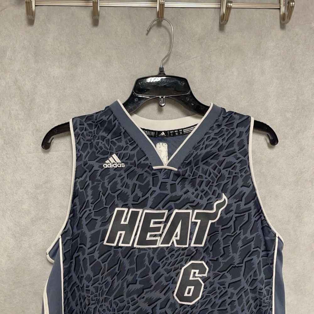 Lebron James Miami Heat NBA Jersey Youth L Adidas Gray Camo Limited Edition #6
